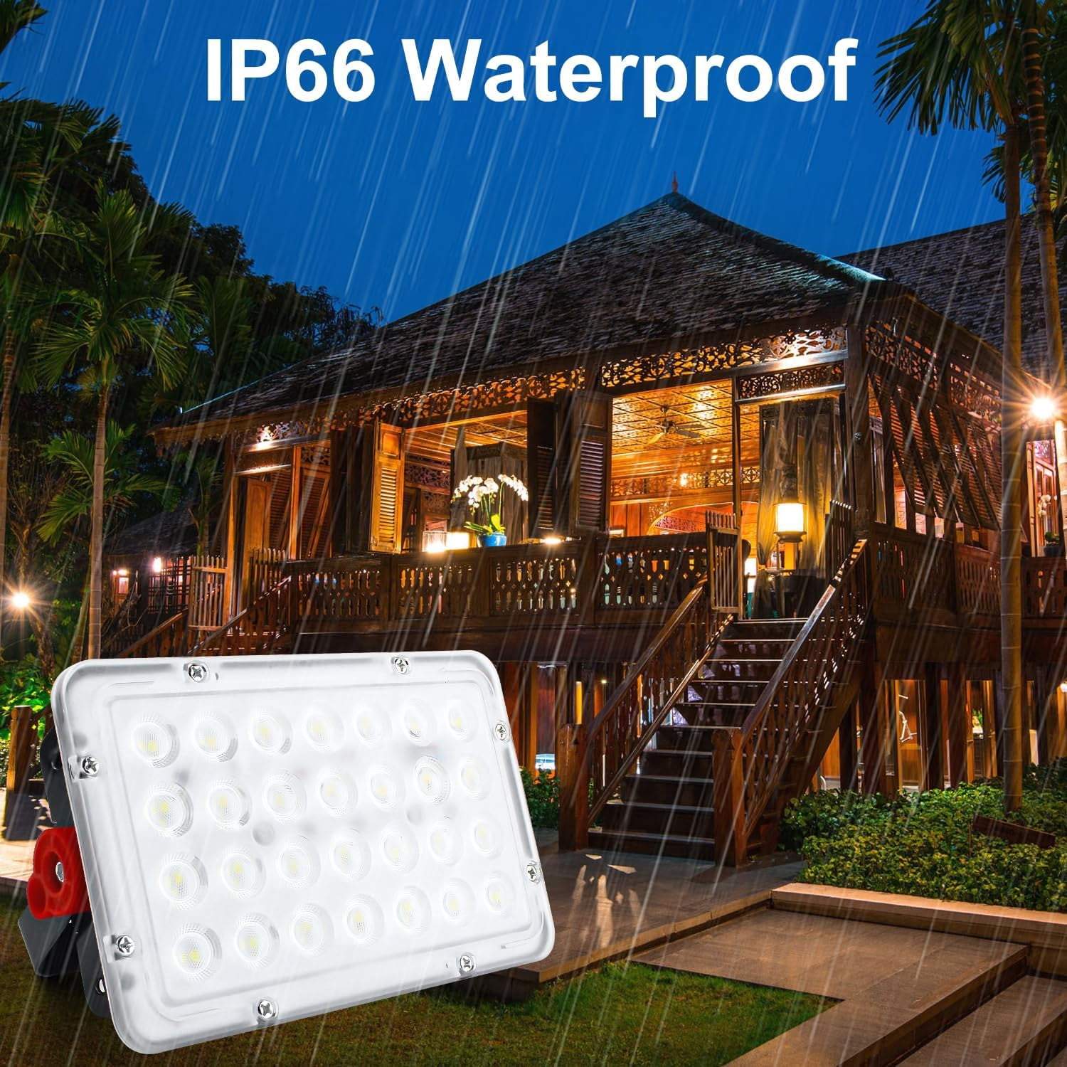 50W Led Outdoor Flood Light, Exterior Flood Lights, Led Stadium Lights, Plug in Flood Light, with 59 Inch Line, for Yard, Playground, Lawn,Garden,Garages,Basketball Court, Stadium