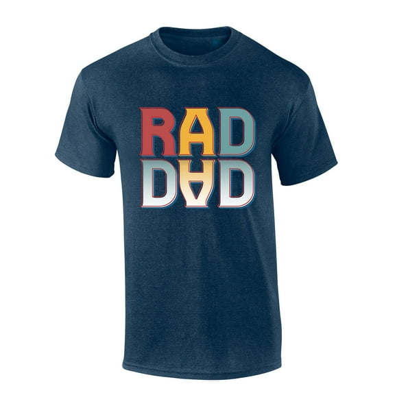 Mens Fathers Day Tshirt Rad Dad Cool Funny Funny Short Sleeve T-shirt-Heather Navy-4xl