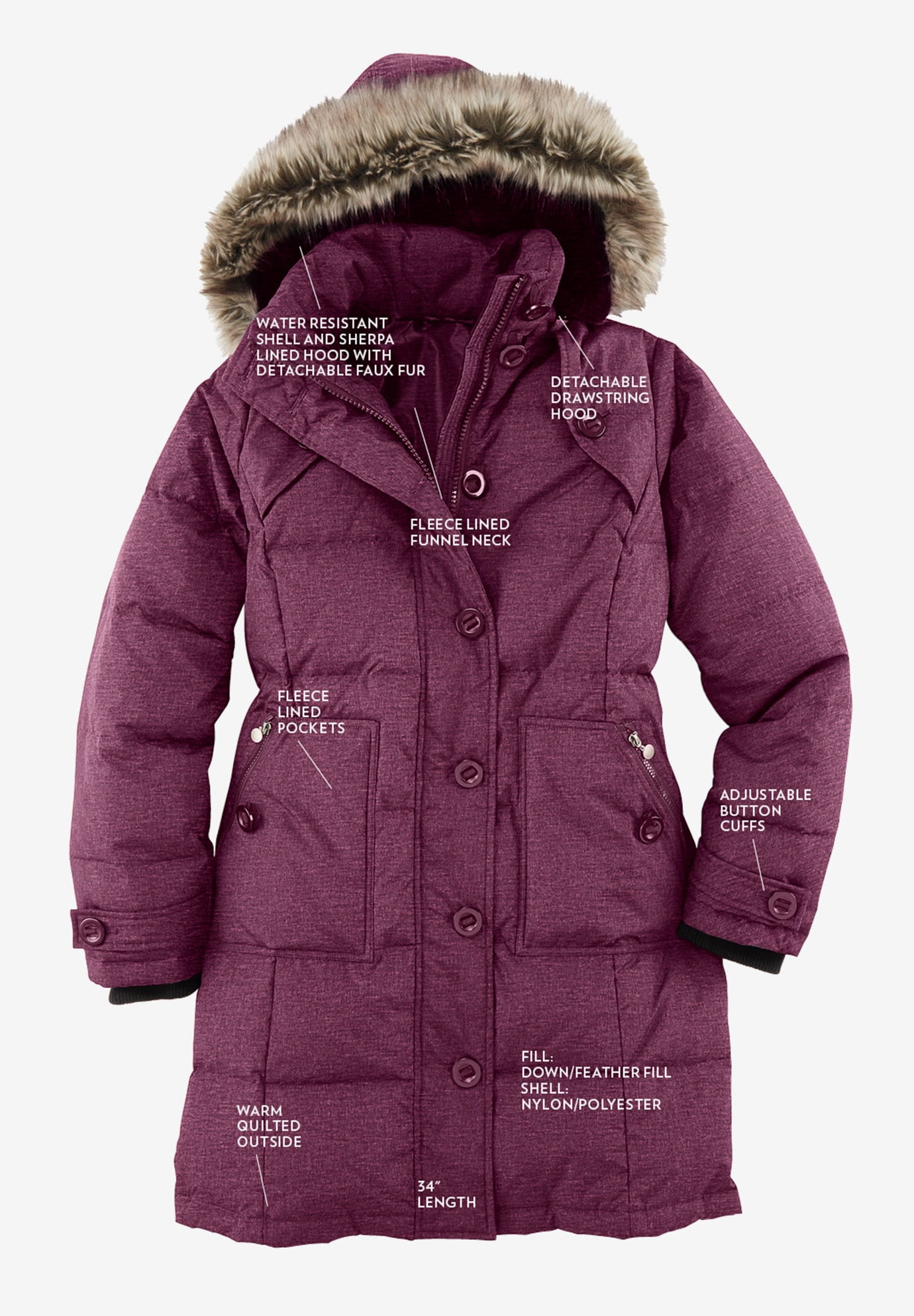 Plus Size Heathered Down Puffer Coat - image 4