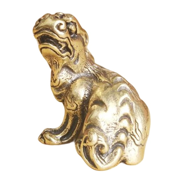Estatua de Kylin de latón oriental en miniatura, elegante adorno de Kirin de cobre hecho a mano para Estilo E