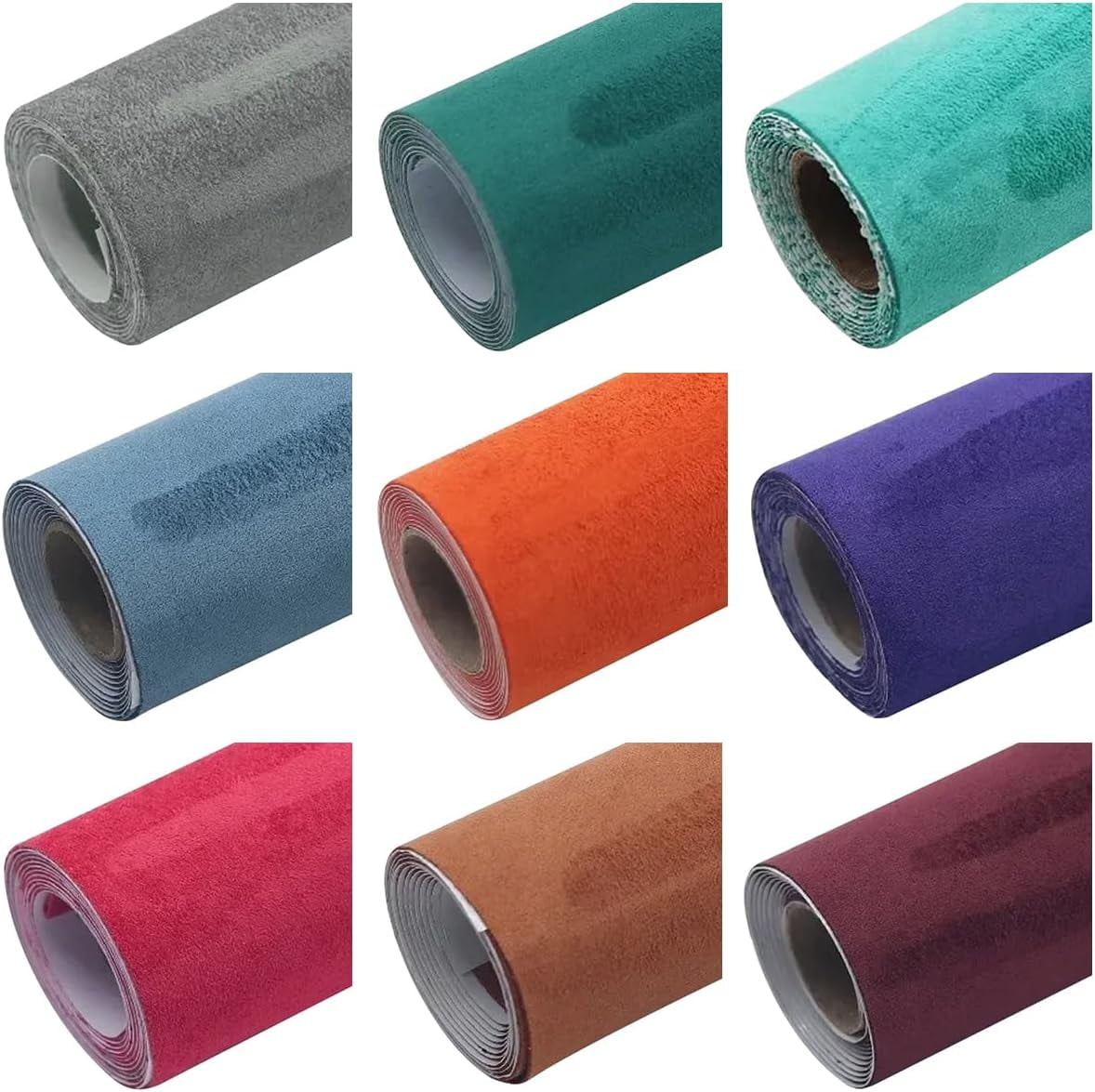 Self-Adhesive Suede Leather Fabric Wrap for Car Interior, Artificial Stretch Film Stickers for Furniture Craft - Lake Blue, 15.74x59in