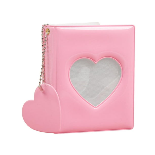 Lindo porta tarjetas fotográficas de 3 pulgadas con forma de corazón y hueco para álbum de fotos. Rosado