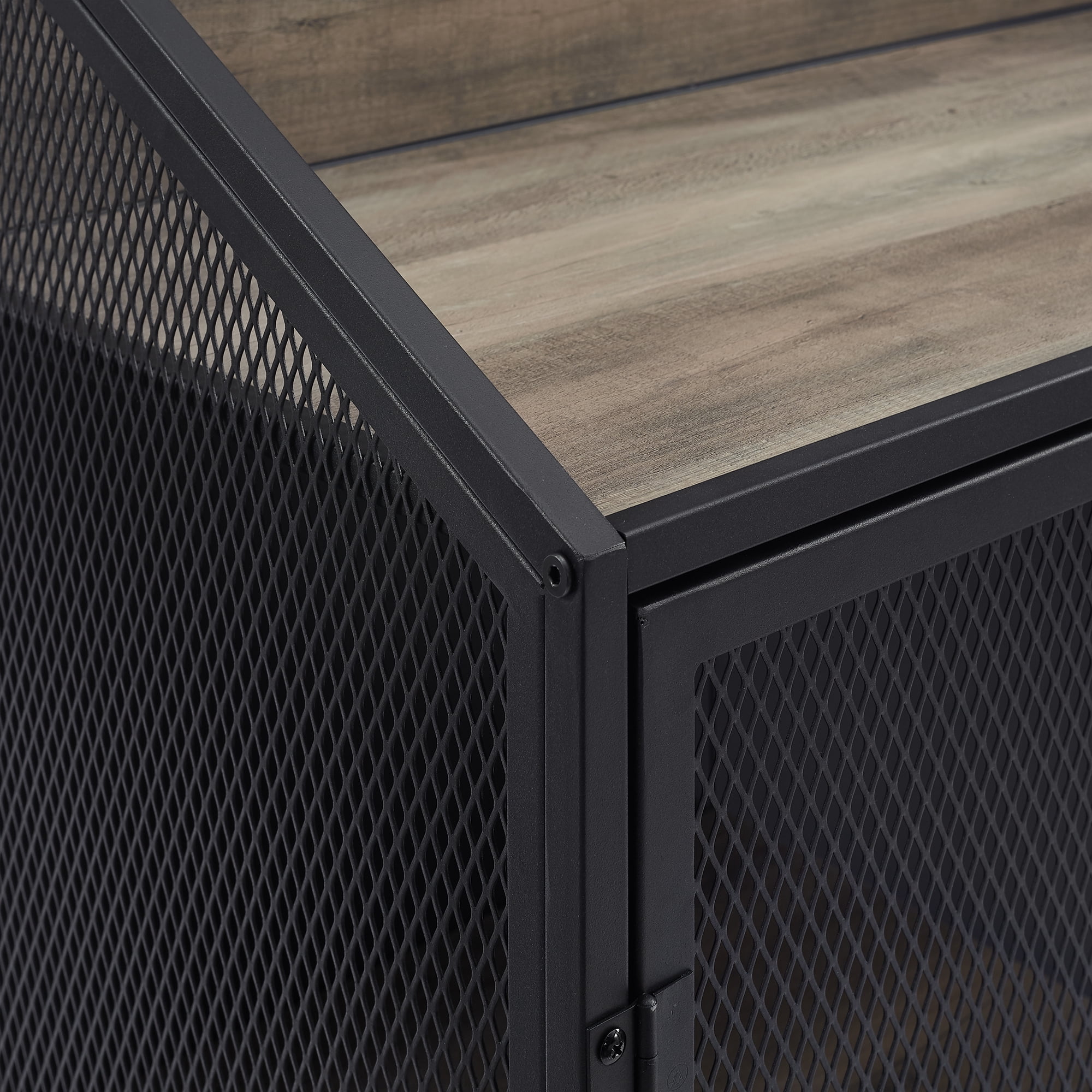 Walker Edison Industrial Bar Cabinet with Wheels, Grey Wash