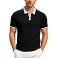 thumbnail image 4 of Men’s Polo Shirts Short Sleeve Button Up Slim Fit Summer Shirts Black Golf Shirts, 4 of 4