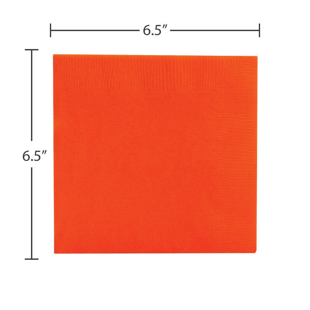 JAM Paper Medium Lunch Napkins, 6 1/2 x 6 1/2, Orange, 40/Pack