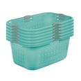 thumbnail image 1 of Sterilite Ultra 2 Bushel Plastic Stackable Clothes Laundry Basket, Aqua (6 Pack), 1 of 10