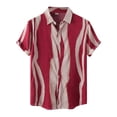 thumbnail image 1 of Camisas Y s Camisa casual de verano con estampado de olas para hombre Camisa de manga corta con cuello vuelto (Red, L), 1 of 5