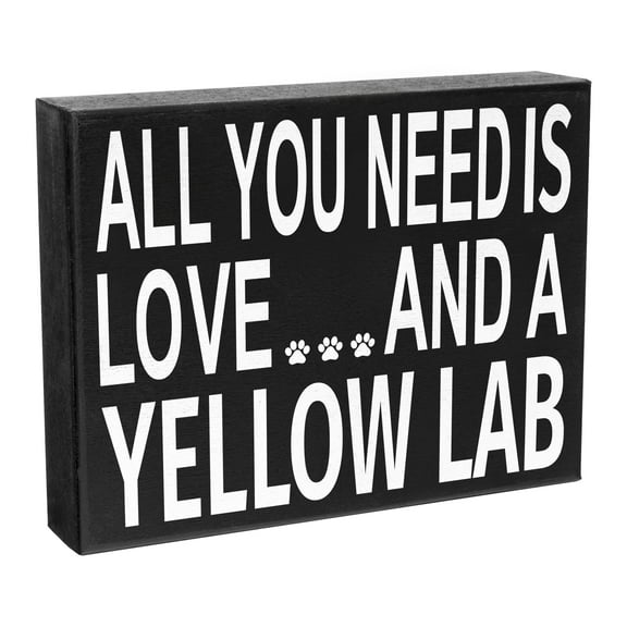 JennyGems Yellow Lab Gifts, All You Need Is Love and a Yellow Lab Wooden Sign, Yellow Lab Dog Mom, Labrador Retriever Dog, Made in USA