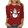 thumbnail image 2 of LEKWK Christmas Pajama Tops Women Merry Xmas Crew Neck 3/4 Sleeve Tshirts Women's Tops 3/4 Sleeve Tunic Womens Tops 3/4 Sleeve, 2 of 5
