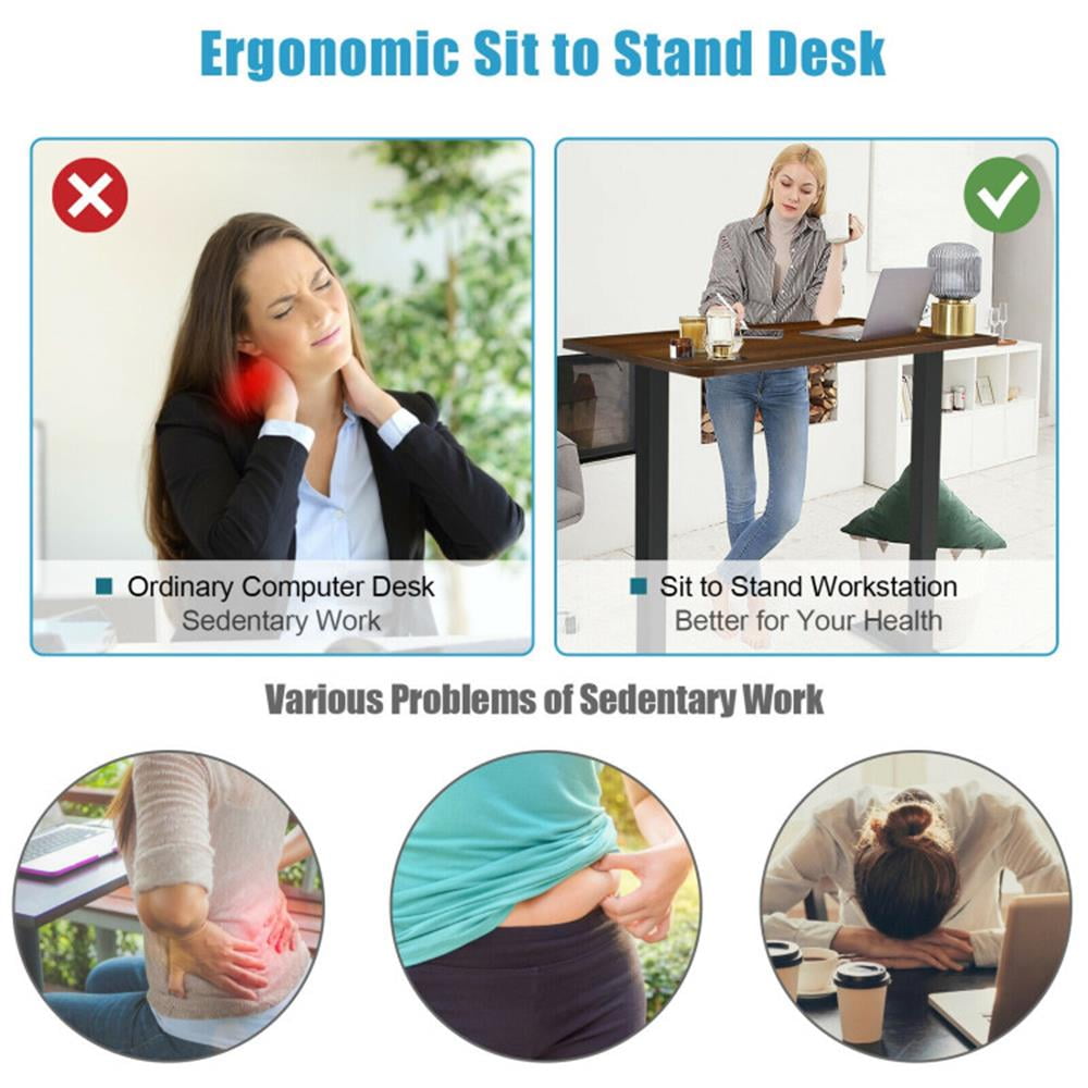 Demi Bonn 48" Electric Height Adjustable Standing Desk with Control Panel, Small Home Office Desk Study Writing Table, Walnut