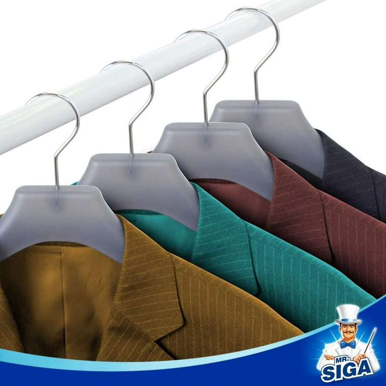 DEDU Plastic Extra Wide Shoulder Suit Hangers for Men 15 Pack Width 17.1, White Sweater Hangers No Shoulder Bump Non Slip for Thick Sweaters, Clothes
