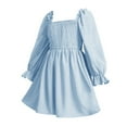 thumbnail image 3 of EnJoCho Girls Chiffon Rufle Min𝗂 Dress Square Neck 𝖫antern Sleeve Smoc𝗄ed Waist Tulle Summer Play-time Par𝗍y Outfit, 3 of 4