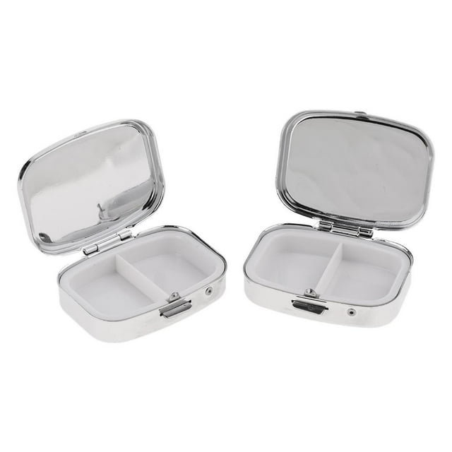 2 piezas de caja de tabletas de medicina de caja de almacenamiento de píldoras rectángulo 2 Rectángulo 2 ranuras jinwen Almacenamiento del organizador de vitaminas