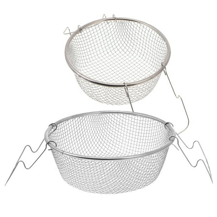Supvox 2Pcs Kitchen Fry Basket Stainless Steel Mesh with Handle for Food Frying