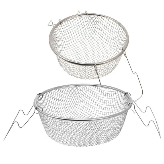 Supvox 2Pcs Kitchen Fry Basket Stainless Steel Mesh with Handle for Food Frying