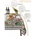 thumbnail image 2 of Spring Botanical Table Cloth, Waterproof Tablecloth for Rectangle Tables, Farmhouse Vintage Black Plaid Brown Reusable Washable Fabric Table Cover for Restaurant Kitchen Dining Tables 60"x120", 2 of 9