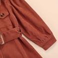thumbnail image 7 of Toddler Girl Corduroy Jacket Coat Puff Long Sleeve Belted Dress Button Down Ruffle Hem Windbreaker, 7 of 7