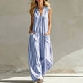 thumbnail image 2 of Cekizud Jumpsuits for Women Striped Sleeveless V Neck Wide Leg Overalls Summer Casual One Piece Outfits, Sizes S-2XL, 2 of 6