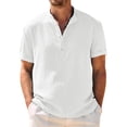 thumbnail image 6 of COOFANDY Mens Summer Henley Shirts Button Vacation Shirt Collarless Casual T-Shirts, 6 of 9
