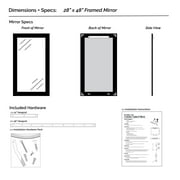 Frame My Mirror Framed Mirror, Black Finish, 28 x 48, 3 Wide Frame Porter Design