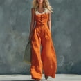 thumbnail image 2 of PBFRDSJ Women's Sleeveless Wide Leg Jumpsuit Button Front Cami Loose Rompers Sleeveless Vintage Flowy One Piece Jumpsuits, 2 of 6