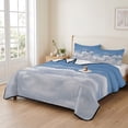 thumbnail image 2 of Twin XL Quilt Set 68''x98'', Clouds Lightweight Summer Bedspread Coverlet Set with 2 Pillow Shams, Blue White Sky Natural Landscape Breathable All Season Quilt Bedding for Dorm/Guest Room, 2 of 9
