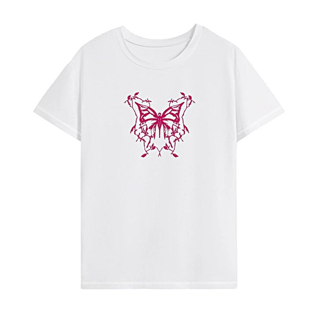 Camiseta para mujer Trajes de verano Camiseta con cuello redondo para viajar Regalo del día de San Valentín L