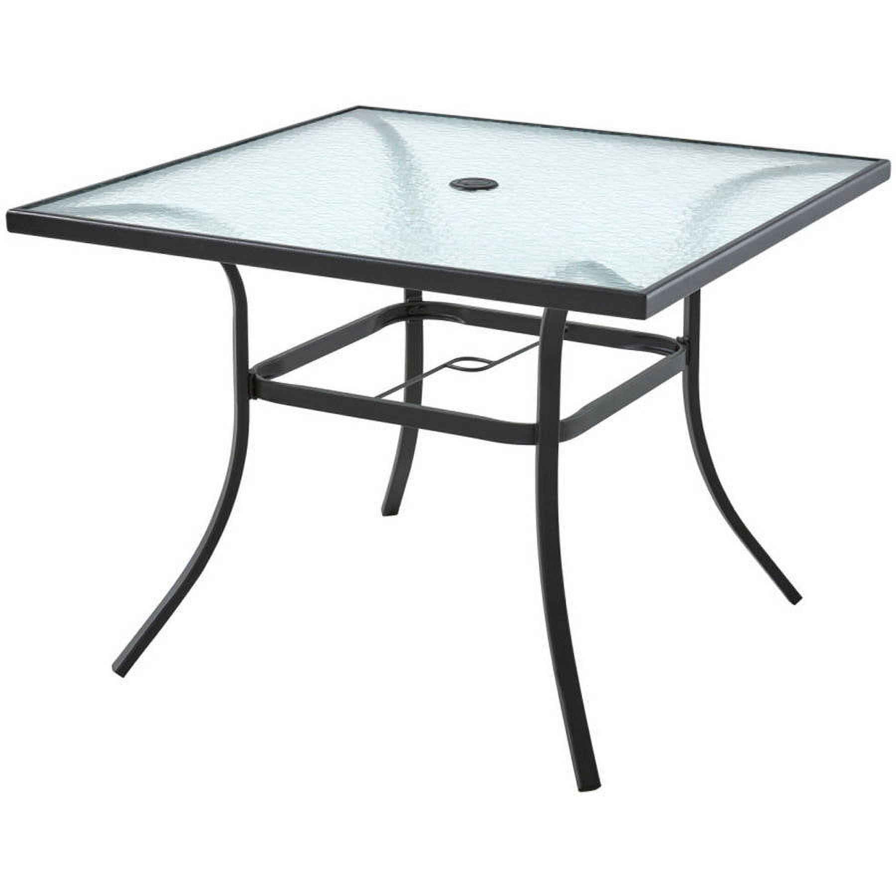 Mainstays forest Hills 5-Pieces Metal Outdoor Patio Dining Set with Cushions, Matte Espresso/Teal