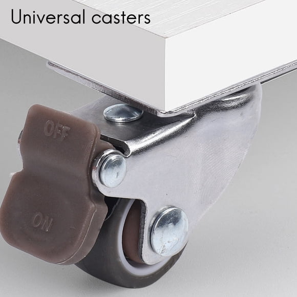 4 Pack 1 inch Low Profile Casters Wheels Soft Rubber Swivel Caster with 360 Degree Top Plate 100 lb Total Capacity for Set of 4 (2 with Brakes & 2 Without)