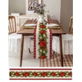 thumbnail image 3 of Red Christmas Burlap-Cotton Table Runner 70 Inches Long,Poinsettia Xmas Botanical Snowflake Farmhouse Table Runners,Outdoor Dining Tablecloths Decor for Baby Shower Party Wedding 13x70, 3 of 9