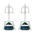 thumbnail image 4 of 2 ct Screw-Back Stud Earrings for Women | 5.5mm Princess Cut Natural London Blue Topaz | 18K White Gold, 4 of 5
