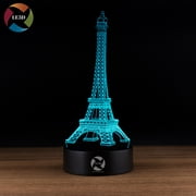 3D Optical Illusion Night Light - 7 LED Color Changing Lamp - Paris Eiffel Tower