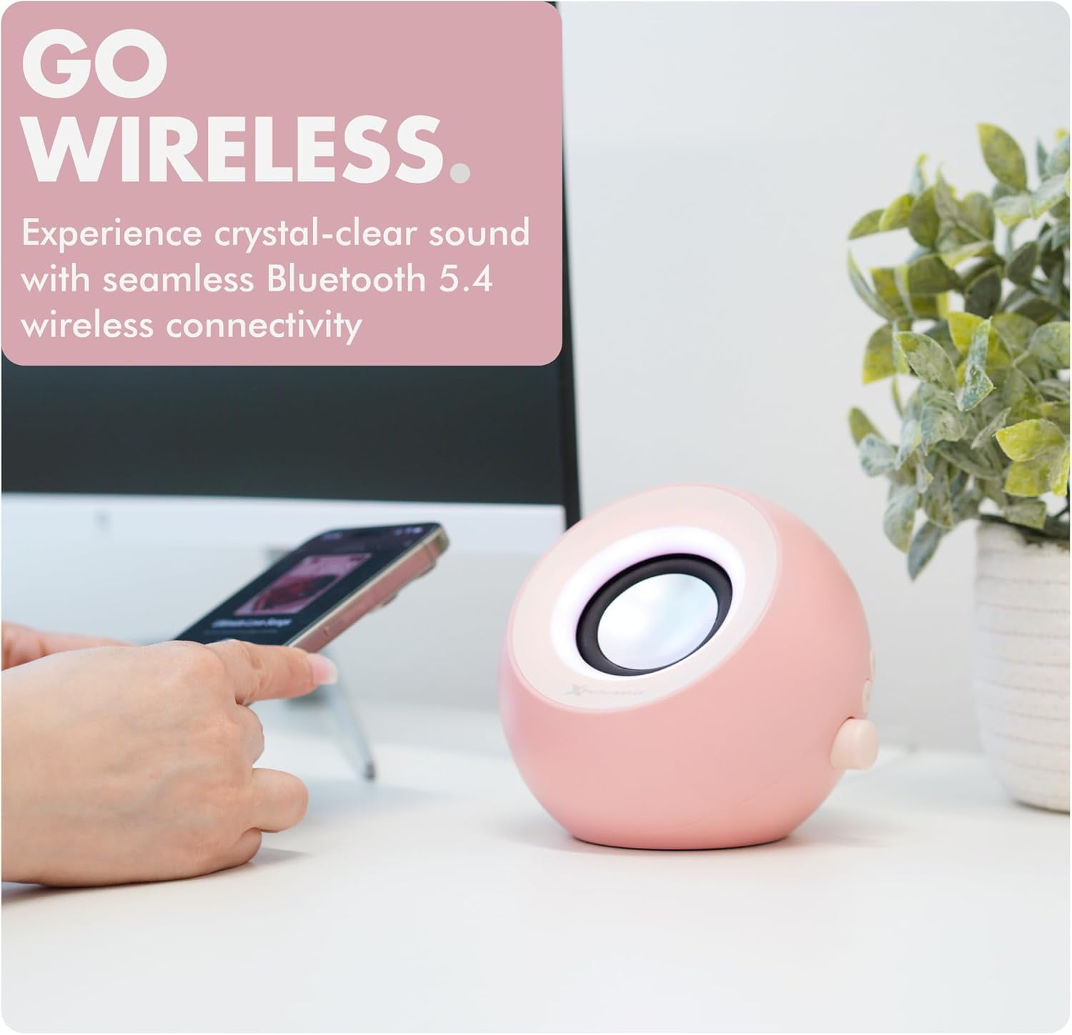 X9 Performance Pink Computer Speakers for Desktop PC with RGB Lighting, Bluetooth, USB, and AUX - Triple Mode Connection, Dual 2.25" Drivers for Work and Play, Desktop Speakers for PC - Pink