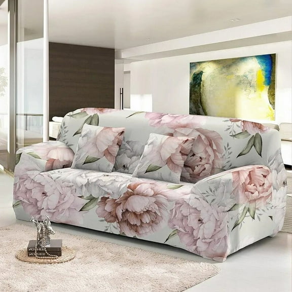 Flower Print Elastic Sofa Covers For Living Room Washable Stretch Slipcover Sectional Couch Covers 1/2/3/4 Seater Home r