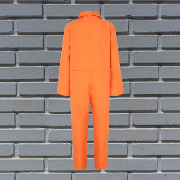 Youmylove Adult Orange Prisoner Jumpsuit Jail Inmate Male Prisoner Stage Show Party Fashion Gothic Vintage Hallowmas