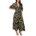 thumbnail image 5 of Taqqpue Womens Summer Maxi Dresses Tropical Print Beach Dresses V-Neck Short Sleeve High Waist Flowy Plus Size Dress Sundress, 5 of 9