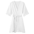 thumbnail image 4 of uublik Womens Bathrobe After Shower Lightweight Short Warm Bathrobe Sleepwear Pajamas Nightgowns Loungewear with Belt White, 4 of 6