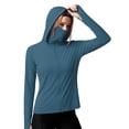thumbnail image 2 of Women's UPF 50+ Sun Protection Jacket Cooling Hooded SPF Shirt Long Sleeve UV Clothing for Hiking Golf Outdoor Blue, 2 of 5