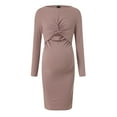 thumbnail image 5 of HSMQHJWE Robes de Maternité pour Femmes Robe de Grossesse à Manches Longues Froncée sur le Côté Col Ras du Cou Longueur Genou Vêtements pour Maman, 5 of 5