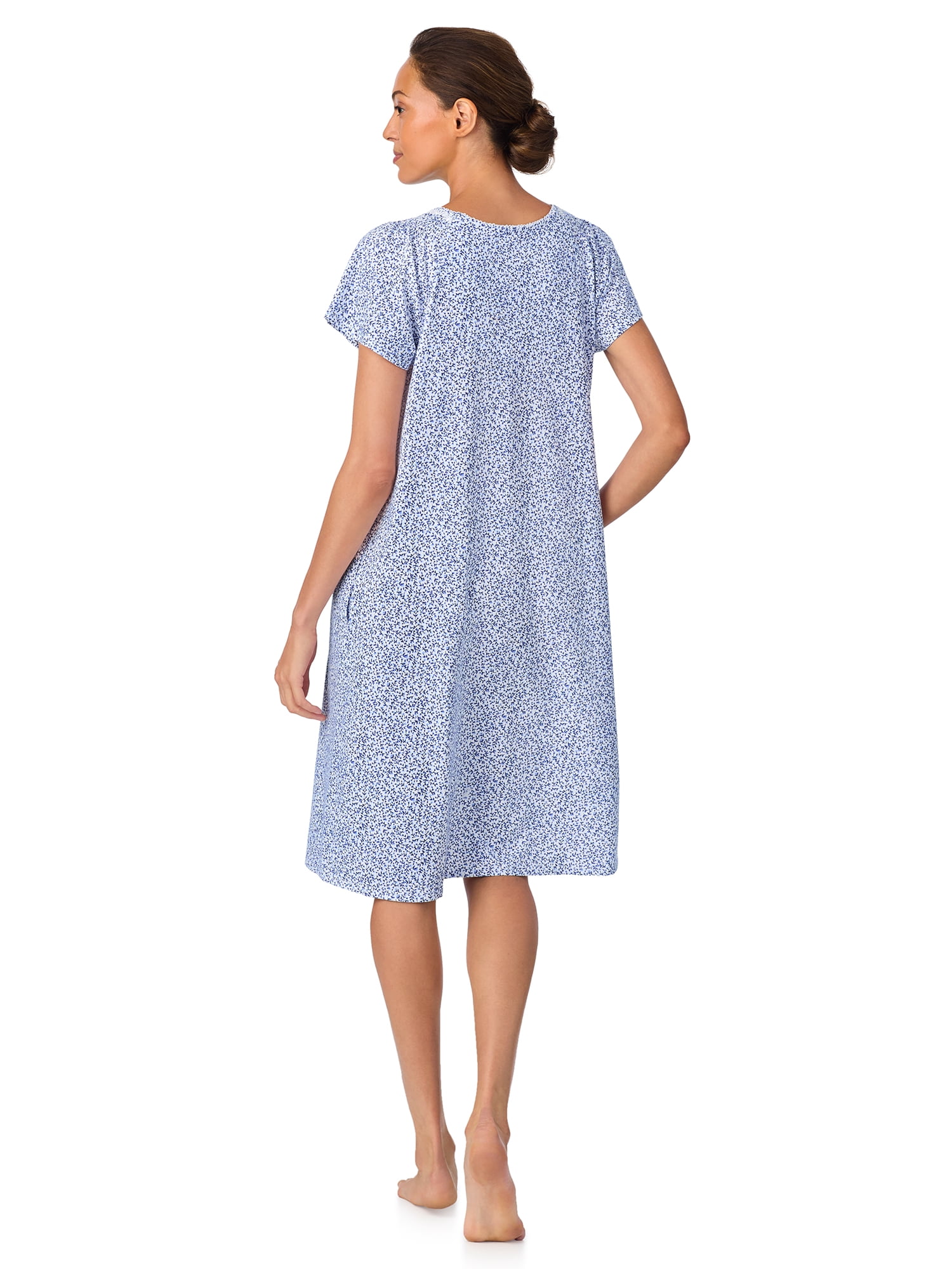 Aria Women's 100% Cotton Raglan Sleeve Smocked Neck 40" Sleepwear Gown, Sizes XS-5X