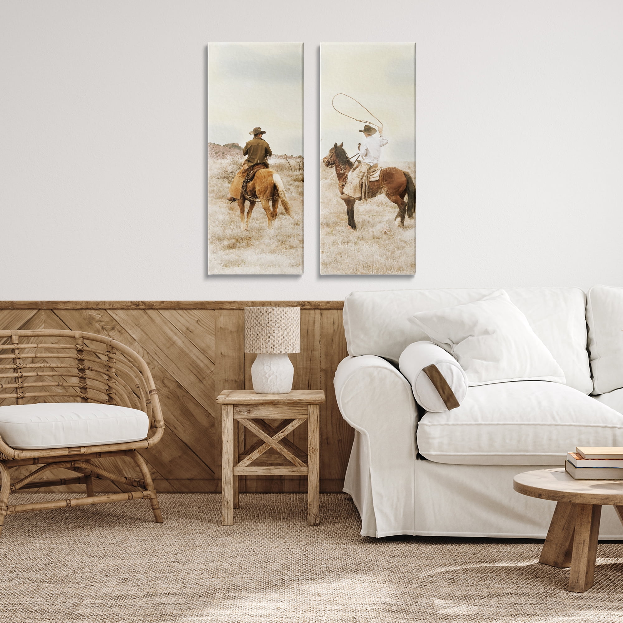 Stupell Industries Wrangling Cowboy Duo 2 Piece Canvas Wall Art Set, design by Marcus Prime