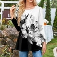 thumbnail image 4 of Black Going Out Top, Plus Size Floral Tunic Stretchy Polyester Blouse Fall Winter 2025 Long Sleeve Flowy Top Comfy Fitted Christmas Party Outfit Curvy Holiday Thanksgiving White M, 4 of 4