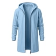 thumbnail image 7 of Longline Zip Up Hoodie for Men Solid Color Hooded Sweatshirt Long Sleeve Jacket with Pockets for Fall Winter, 7 of 7