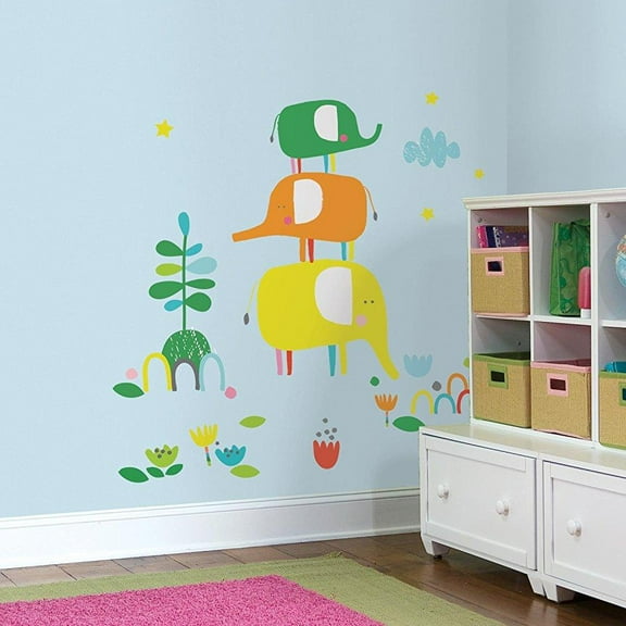 roommates rmk2717gm zutano elephantasia peel and stick giant wall decals
