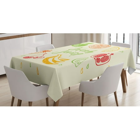 

Fruit Tablecloth Eco Themed Colorful Sketch Food Pomegranate Peach Lime Pattern on Cream Background Rectangular Table Cover for Dining Room Kitchen 52 X 70 Inches Multicolor by Ambesonne