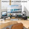 thumbnail image 4 of Dual Monitor Stand Riser Adjustable Length (..&#) & Angle Large Wooden Desktop Organizer with Storage Shelf for Laptop Monitors Home Office Desk, 4 of 9