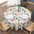 thumbnail image 3 of Beige Christmas Santa Pattern Round Tablecloth 60"x60",Wrinkle Wipeable Table Cloth for Kitchen Dining Room Picnic Patio Party, 3 of 6