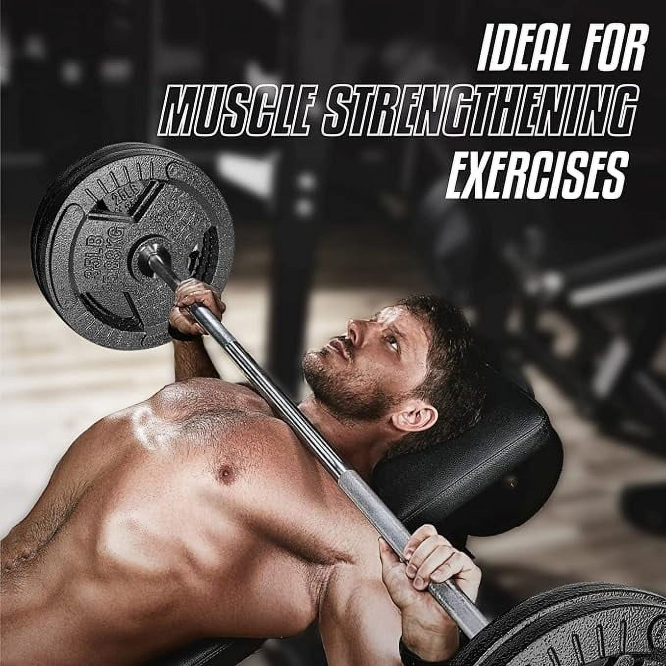 Yes4All Tri-Grip Handles Olympic Weight Plates/Cast Iron Weight Plates, Suitable for Barbell Exercises, Strength, Flexibility Training - 25LB (Single)