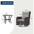 thumbnail image 5 of Kullavik 3PCS Wicker Rocking Chair Swivel Chairs, Patio Furniture Set Rattan Rocking Bistro Sets with Coffee Table for Outdoor Porch Deck Garden Backyard,Grey, 5 of 9