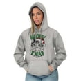 thumbnail image 4 of Cute Meowy Xmas Funny Santa Cat Pun Unisex Plus Fleece Graphic Hoodie Brisco Brands 2X, 4 of 5